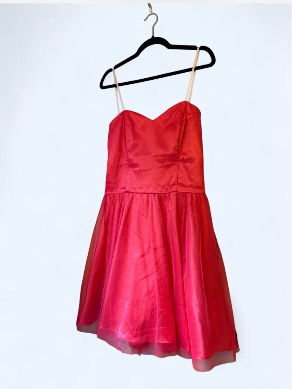 Vintage 1980’s hot pink/coral Red Tulle Mini Dress